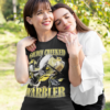 woman wearing golden cheeked warbler tee